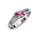 3 - Zaira Rhodolite Garnet and Pink Sapphire with Side Diamonds Split Shank Ring 
