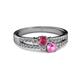 2 - Zaira Rhodolite Garnet and Pink Sapphire with Side Diamonds Split Shank Ring 