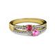 2 - Zaira Rhodolite Garnet and Pink Sapphire with Side Diamonds Split Shank Ring 