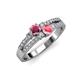 3 - Zaira Rhodolite Garnet and Pink Tourmaline with Side Diamonds Split Shank Ring 