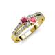 3 - Zaira Rhodolite Garnet and Pink Tourmaline with Side Diamonds Split Shank Ring 