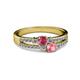 2 - Zaira Rhodolite Garnet and Pink Tourmaline with Side Diamonds Split Shank Ring 