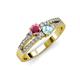 3 - Zaira Rhodolite Garnet and Aquamarine with Side Diamonds Split Shank Ring 