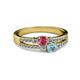 2 - Zaira Rhodolite Garnet and Aquamarine with Side Diamonds Split Shank Ring 