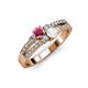 3 - Zaira Rhodolite Garnet and White Sapphire with Side Diamonds Split Shank Ring 