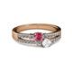 2 - Zaira Rhodolite Garnet and White Sapphire with Side Diamonds Split Shank Ring 