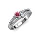 3 - Zaira Rhodolite Garnet and Diamond with Side Diamonds Split Shank Ring 