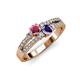 3 - Zaira Rhodolite Garnet and Iolite with Side Diamonds Split Shank Ring 