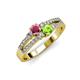 3 - Zaira Rhodolite Garnet and Peridot with Side Diamonds Split Shank Ring 