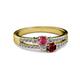 2 - Zaira Rhodolite Garnet and Ruby with Side Diamonds Split Shank Ring 