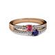 2 - Zaira Rhodolite Garnet and Blue Sapphire with Side Diamonds Split Shank Ring 