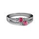 2 - Zaira Rhodolite Garnet with Side Diamonds Split Shank Ring 