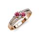 3 - Zaira Rhodolite Garnet with Side Diamonds Split Shank Ring 