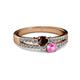 2 - Zaira Red Garnet and Pink Sapphire with Side Diamonds Split Shank Ring 