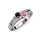 3 - Zaira Red Garnet and Pink Tourmaline with Side Diamonds Split Shank Ring 