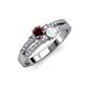 3 - Zaira Red Garnet and White Sapphire with Side Diamonds Split Shank Ring 