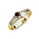 3 - Zaira Red Garnet and White Sapphire with Side Diamonds Split Shank Ring 