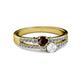 2 - Zaira Red Garnet and White Sapphire with Side Diamonds Split Shank Ring 