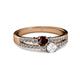 2 - Zaira Red Garnet and White Sapphire with Side Diamonds Split Shank Ring 