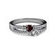 2 - Zaira Red Garnet and Diamond with Side Diamonds Split Shank Ring 
