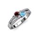 3 - Zaira Red Garnet and Blue Topaz with Side Diamonds Split Shank Ring 
