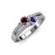 3 - Zaira Red Garnet and Iolite with Side Diamonds Split Shank Ring 