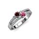 3 - Zaira Red and Rhodolite Garnet with Side Diamonds Split Shank Ring 