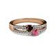 2 - Zaira Red and Rhodolite Garnet with Side Diamonds Split Shank Ring 