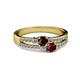 2 - Zaira Red Garnet and Ruby with Side Diamonds Split Shank Ring 