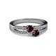 2 - Zaira Red Garnet with Side Diamonds Split Shank Ring 