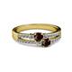 2 - Zaira Red Garnet with Side Diamonds Split Shank Ring 