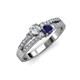 3 - Zaira Diamond and Blue Sapphire with Side Diamonds Split Shank Ring 