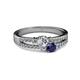 2 - Zaira Diamond and Blue Sapphire with Side Diamonds Split Shank Ring 