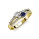 3 - Zaira Diamond and Blue Sapphire with Side Diamonds Split Shank Ring 