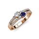 3 - Zaira Diamond and Blue Sapphire with Side Diamonds Split Shank Ring 