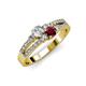 3 - Zaira Diamond and Ruby with Side Diamonds Split Shank Ring 