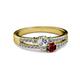 2 - Zaira Diamond and Ruby with Side Diamonds Split Shank Ring 