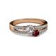 2 - Zaira Diamond and Ruby with Side Diamonds Split Shank Ring 