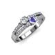 3 - Zaira Diamond and Tanzanite with Side Diamonds Split Shank Ring 