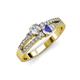 3 - Zaira Diamond and Tanzanite with Side Diamonds Split Shank Ring 