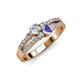 3 - Zaira Diamond and Tanzanite with Side Diamonds Split Shank Ring 