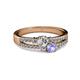 2 - Zaira Diamond and Tanzanite with Side Diamonds Split Shank Ring 