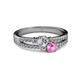 2 - Zaira Diamond and Pink Sapphire with Side Diamonds Split Shank Ring 