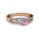 2 - Zaira Diamond and Pink Sapphire with Side Diamonds Split Shank Ring 