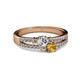 2 - Zaira Diamond and Citrine with Side Diamonds Split Shank Ring 