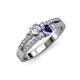 3 - Zaira Diamond and Iolite with Side Diamonds Split Shank Ring 