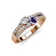 3 - Zaira Diamond and Iolite with Side Diamonds Split Shank Ring 