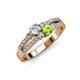 3 - Zaira Diamond and Peridot with Side Diamonds Split Shank Ring 