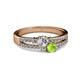 2 - Zaira Diamond and Peridot with Side Diamonds Split Shank Ring 