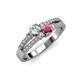 3 - Zaira Diamond and Rhodolite Garnet with Side Diamonds Split Shank Ring 